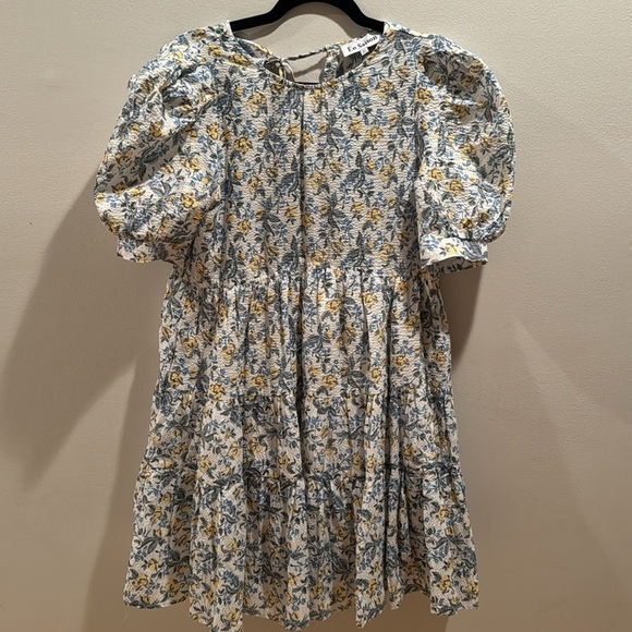 En Saison Puff Sleeve, Floral Stitch Mini Dress XS - Picture 2 of 6